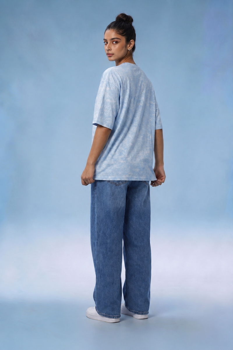 Ice Blue Washed Oversized T-Shirt