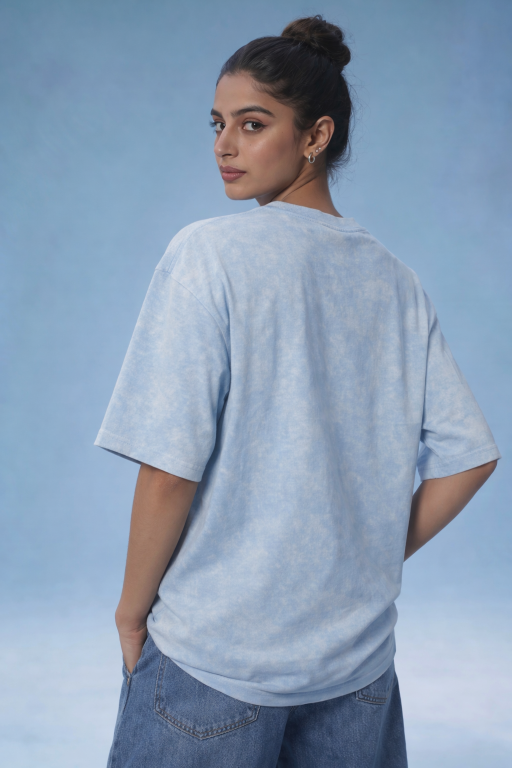 Ice Blue Washed Oversized T-Shirt