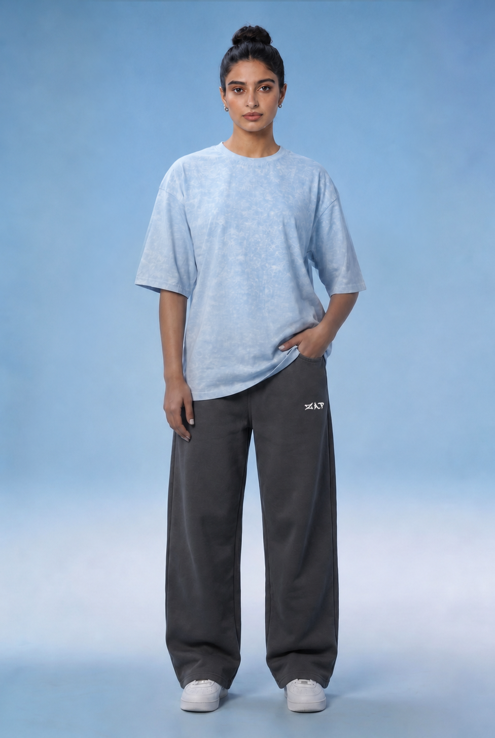 charcoal-grey sweatpants