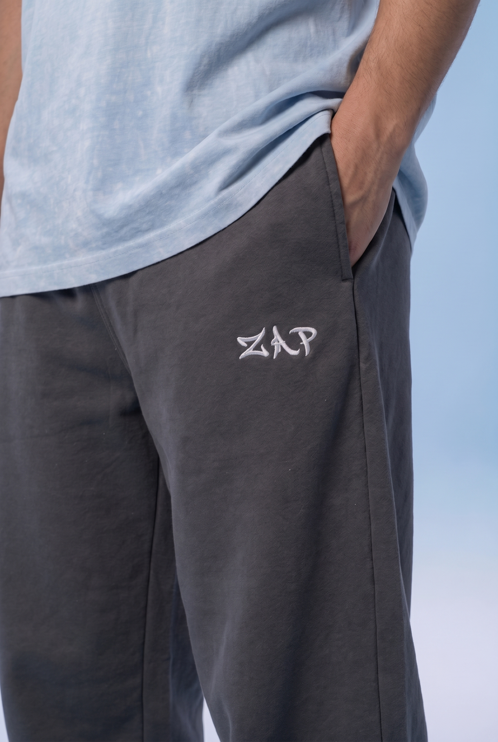charcoal-grey sweatpants