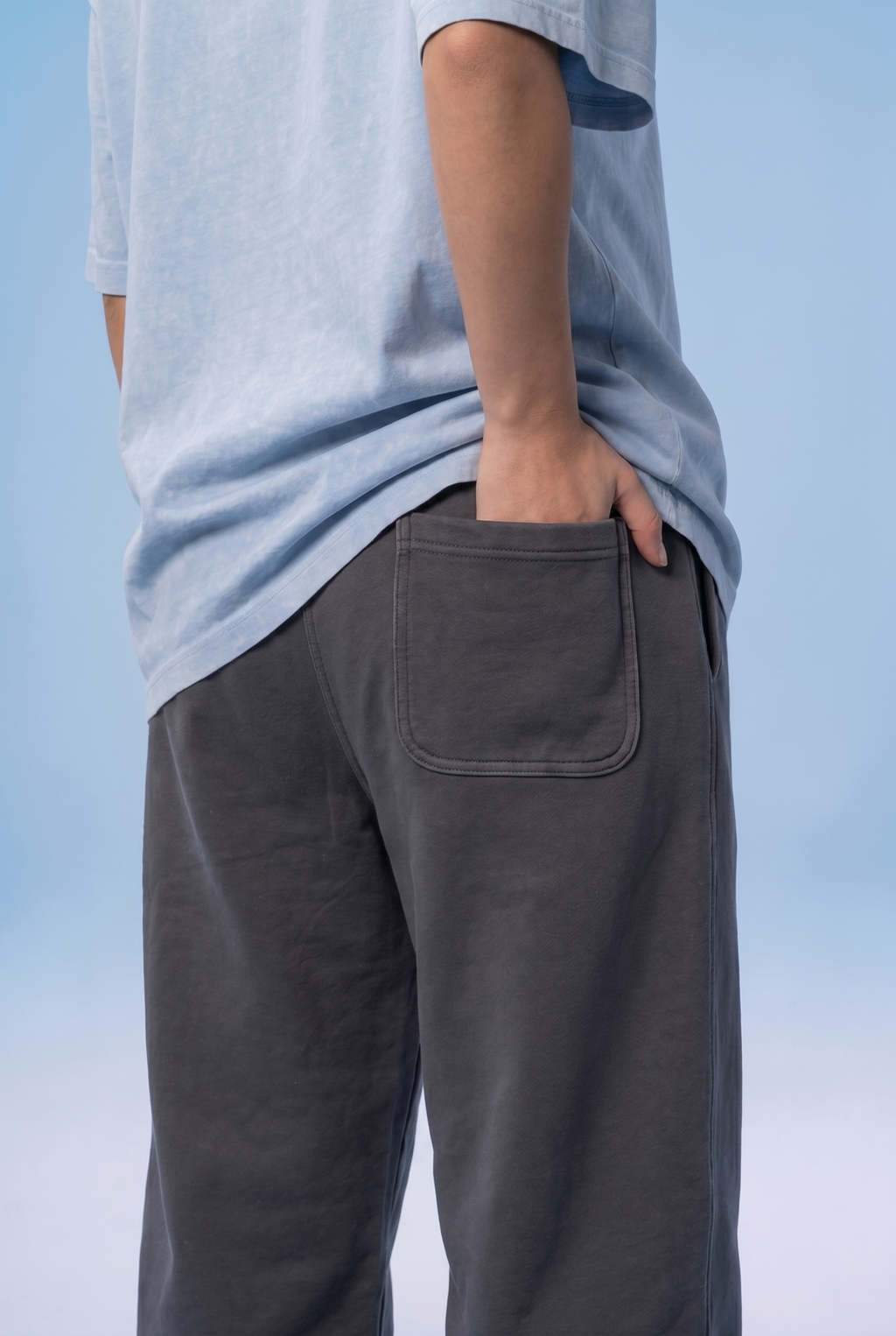 charcoal-grey sweatpants
